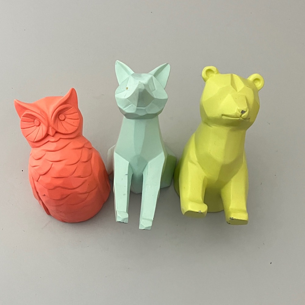 Unbranded Origami Animal Wall Hooks Set of 3 OS Multicolor‎ Fox Bear Owl Decor